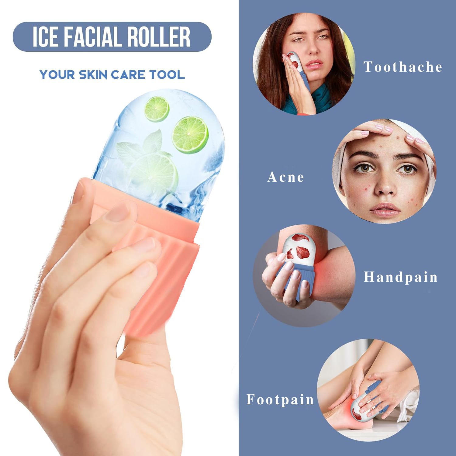 Multifunctional Skincare & Massage Kit with 80ml Black Silicone Facial Ice Roller view 2