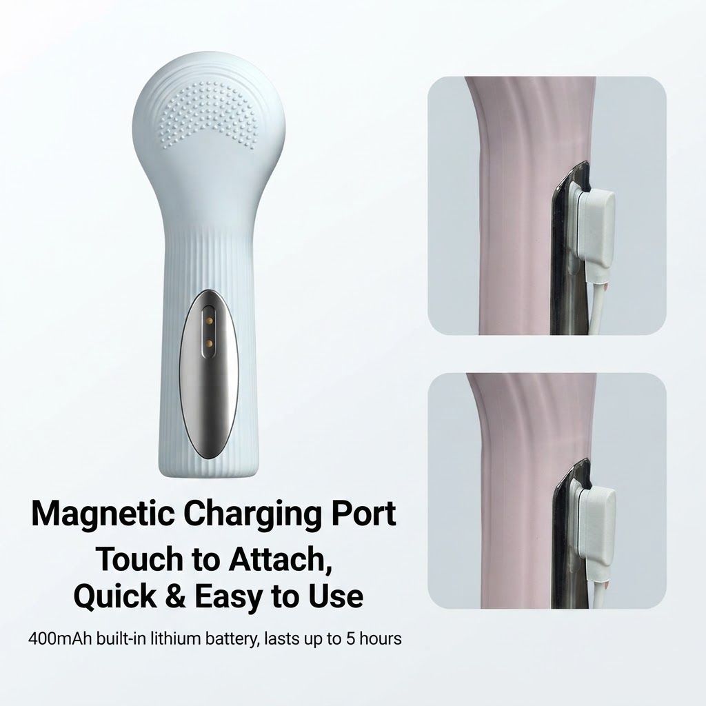 Blue 45°C Constant Heating Silicone Facial Cleansing Brush and 3pcs 8-Layer view 7