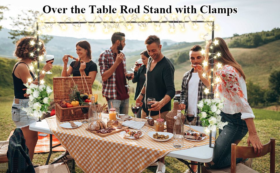 Gold Iron Over Table Arch Display Stand with Fixed Clamps and Buckles for view 5
