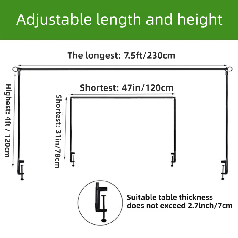 White Iron Over Table Arch Display Stand with Fixed Clamps and Buckles for view 2