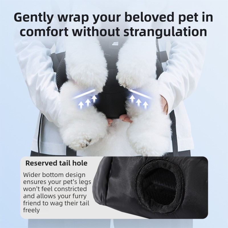 Black Hands Free Adjustable Dog Carrier Backpack with 3-Point Support view 4
