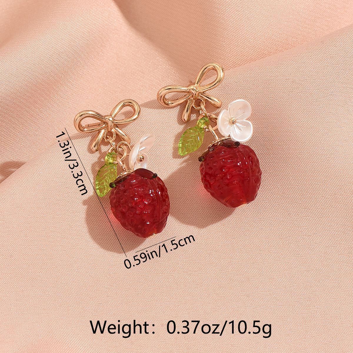 Cute Crystal Strawberry Pendant Jewelry Set for Women with Flower Berries view 4
