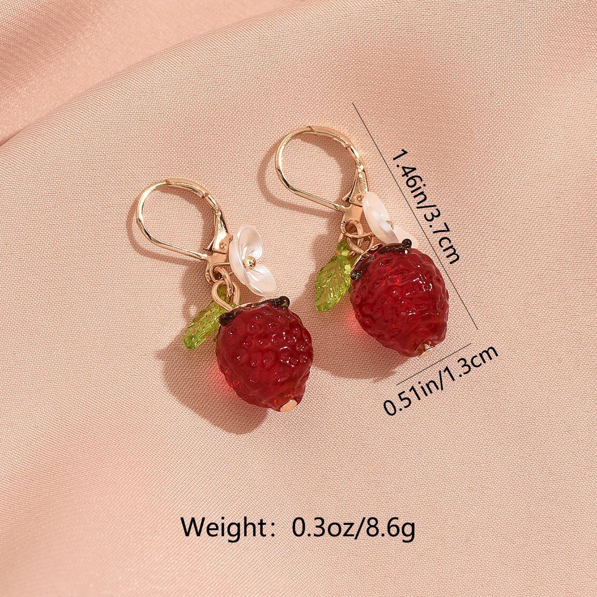 Cute Crystal Strawberry Pendant Jewelry Set for Women with Flower Berries view 3