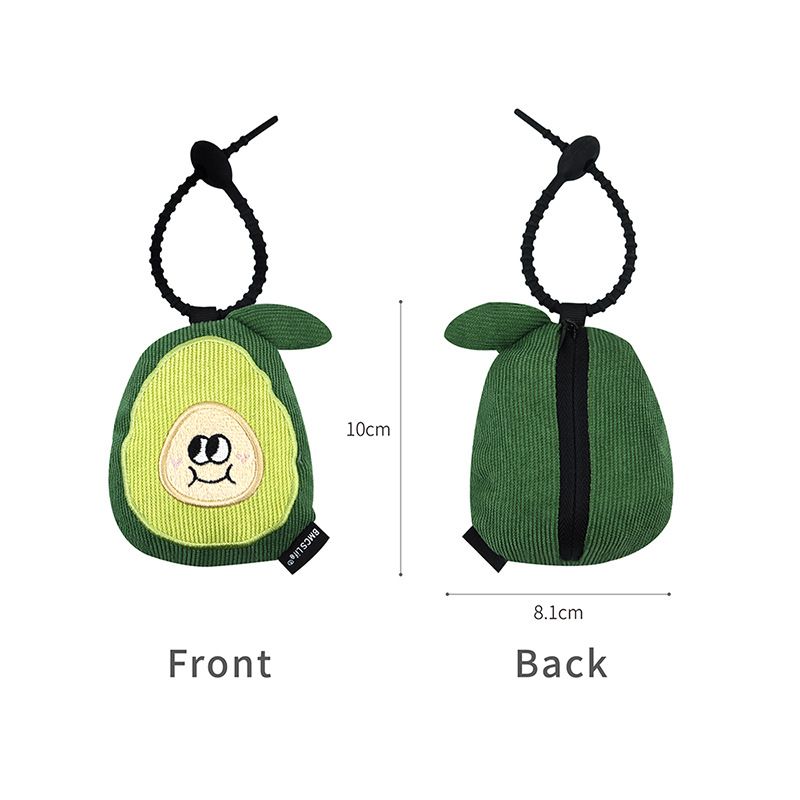 Portable Cute Avocado Corduroy Storage Pouch with Zipper and Hidden Folding view 2