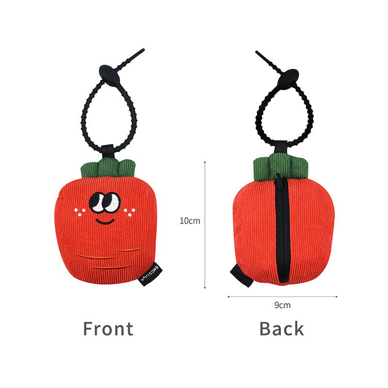 Portable Carrot Lemon Corduroy Storage Pouch with Zipper and Hidden Folding view 2
