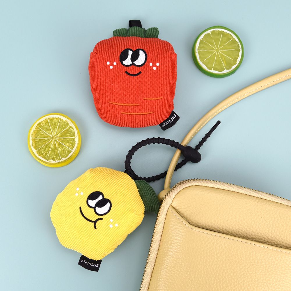 Portable Carrot Lemon Corduroy Storage Pouch with Zipper and Hidden Folding view 6
