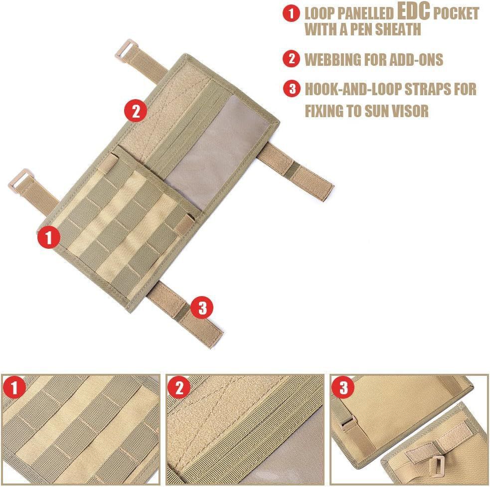 Khaki Tactical Molle Car Sun Visor Organizer – Durable Nylon Vehicle Storage view 3