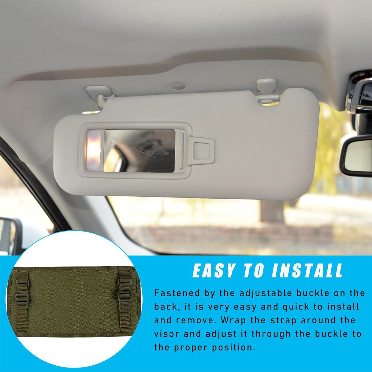 Khaki Tactical Molle Car Sun Visor Organizer – Durable Nylon Vehicle Storage view 5