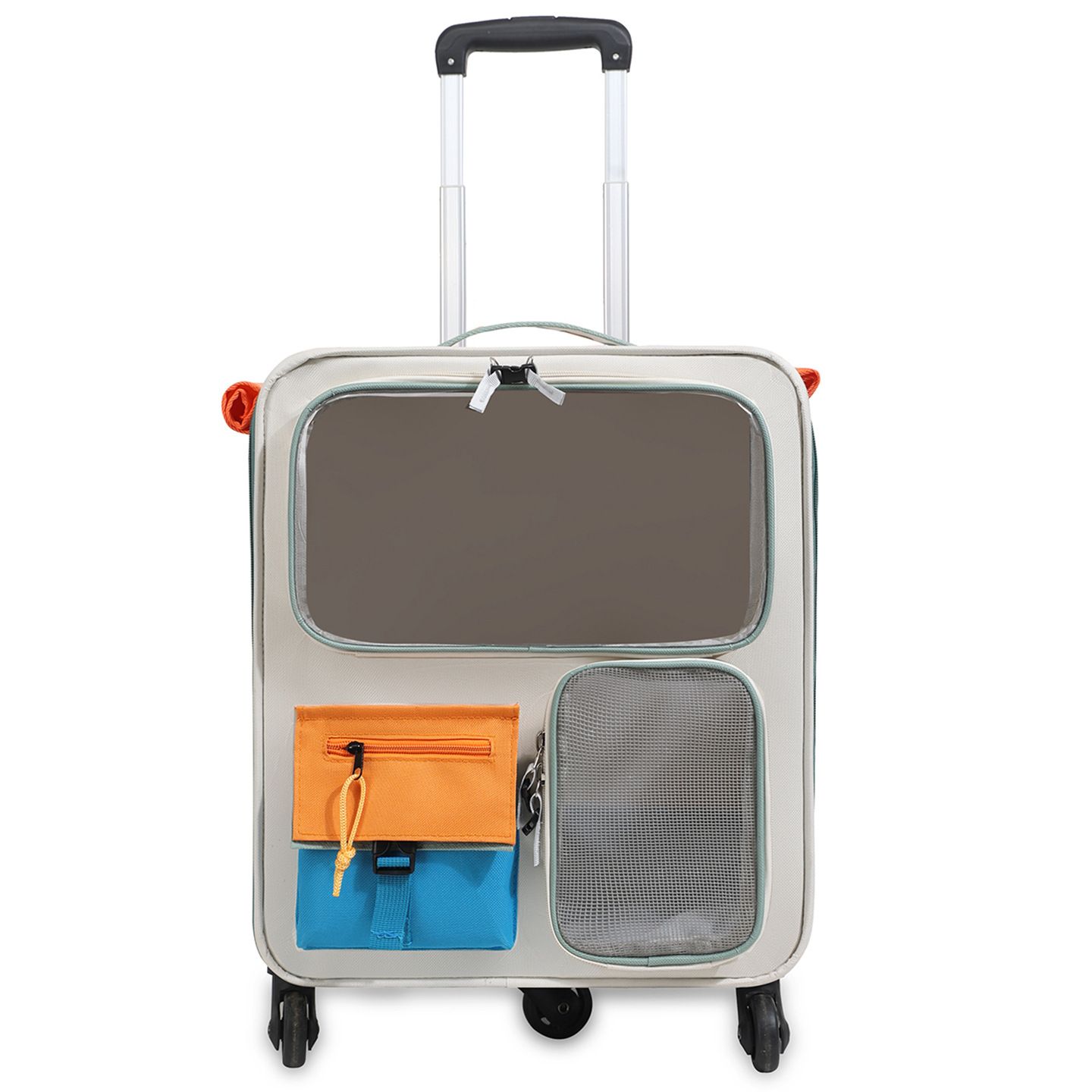 Orange and Grey Large Space Pet Carrier Trolley – Foldable Cat Carrier