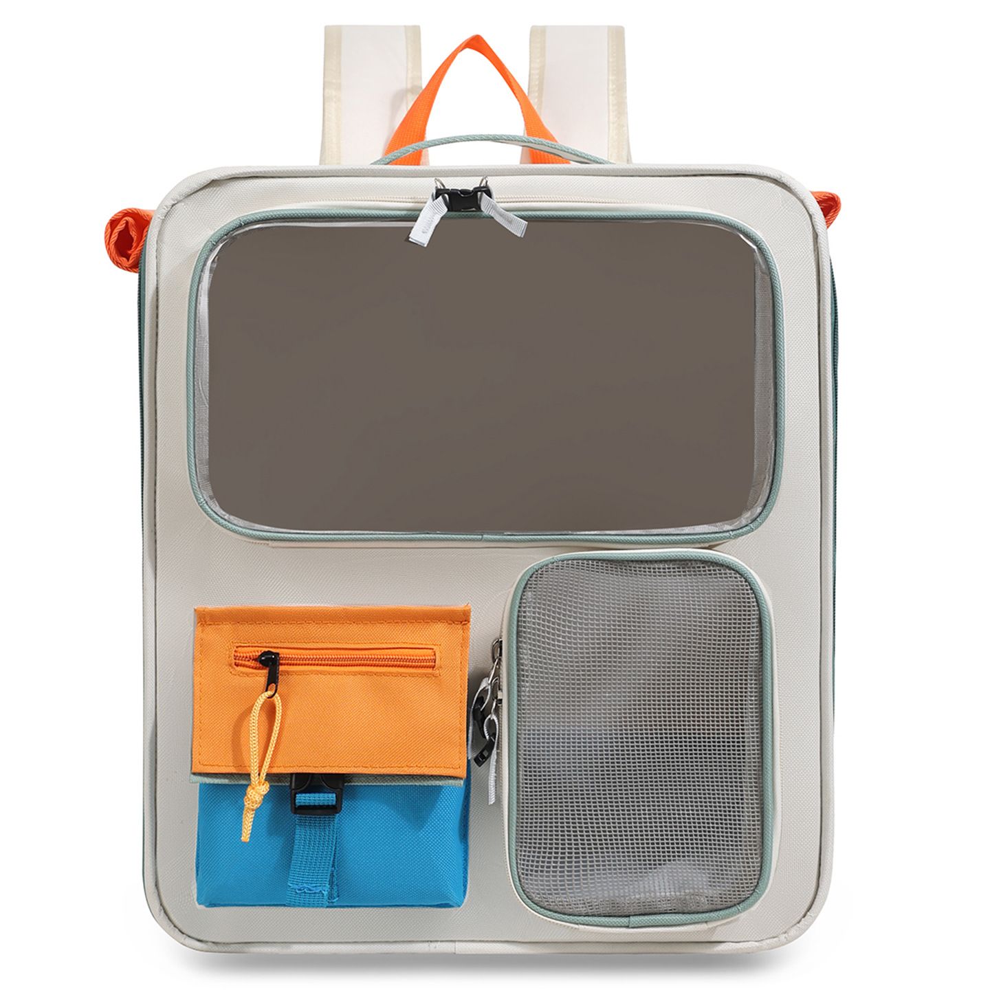 Orange and Grey Large Space Pet Carrier Backpack – Foldable Cat Carrier Bag
