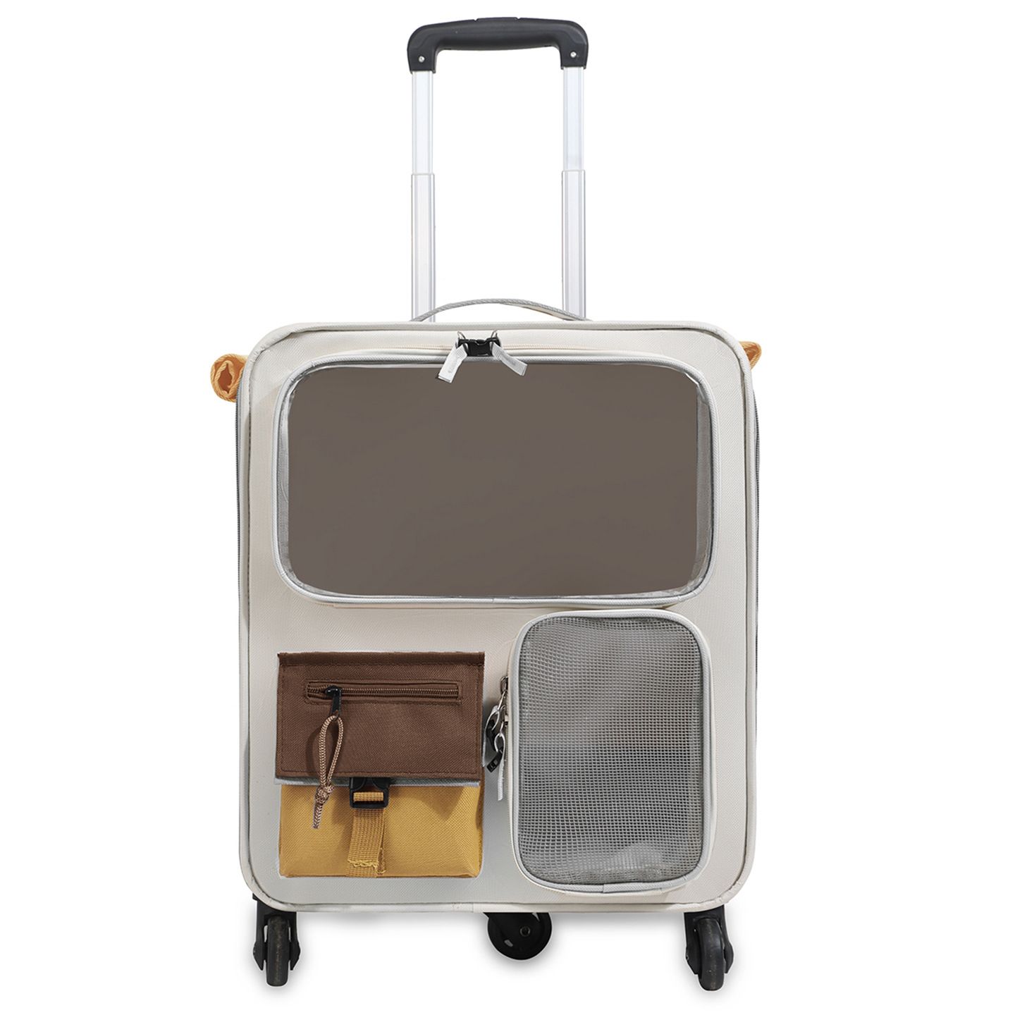 Brown and Grey Large Space Pet Carrier Trolley – Foldable Cat Carrier Backpack