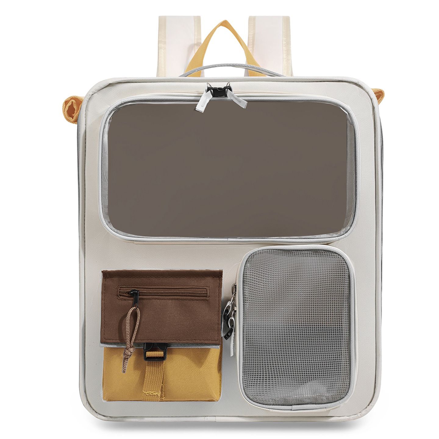 Brown and Grey Large Space Pet Carrier Backpack – Foldable Cat Carrier Bag