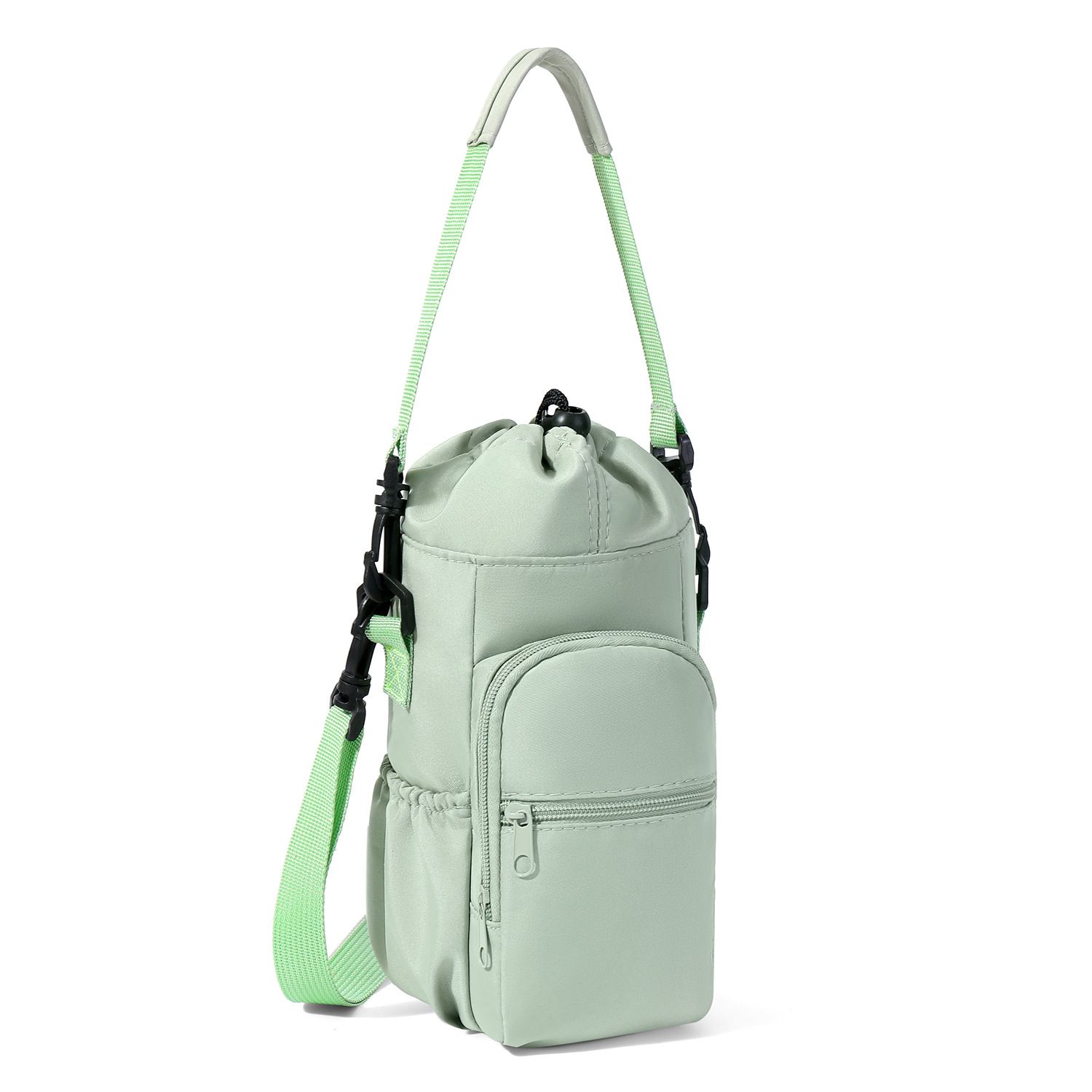 2-Pack Green Muti-Pockets Insulated Water Bottle Holder and Adjustable Phone