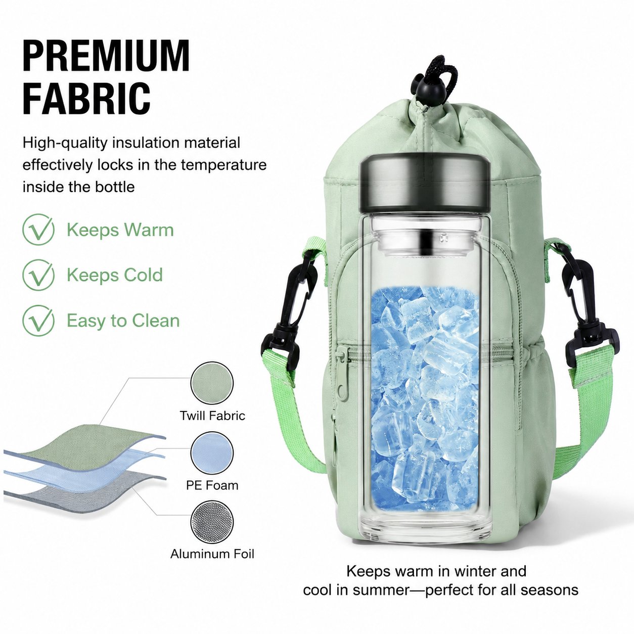2-Pack Purple Muti-Pockets Insulated Water Bottle Holder and Adjustable Phone view 2