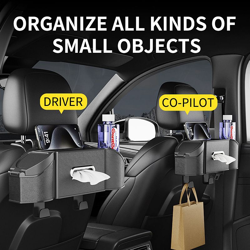 Middle Black Multifunctional Car Seat Back Storage Boxand Trash Can – PVC view 4