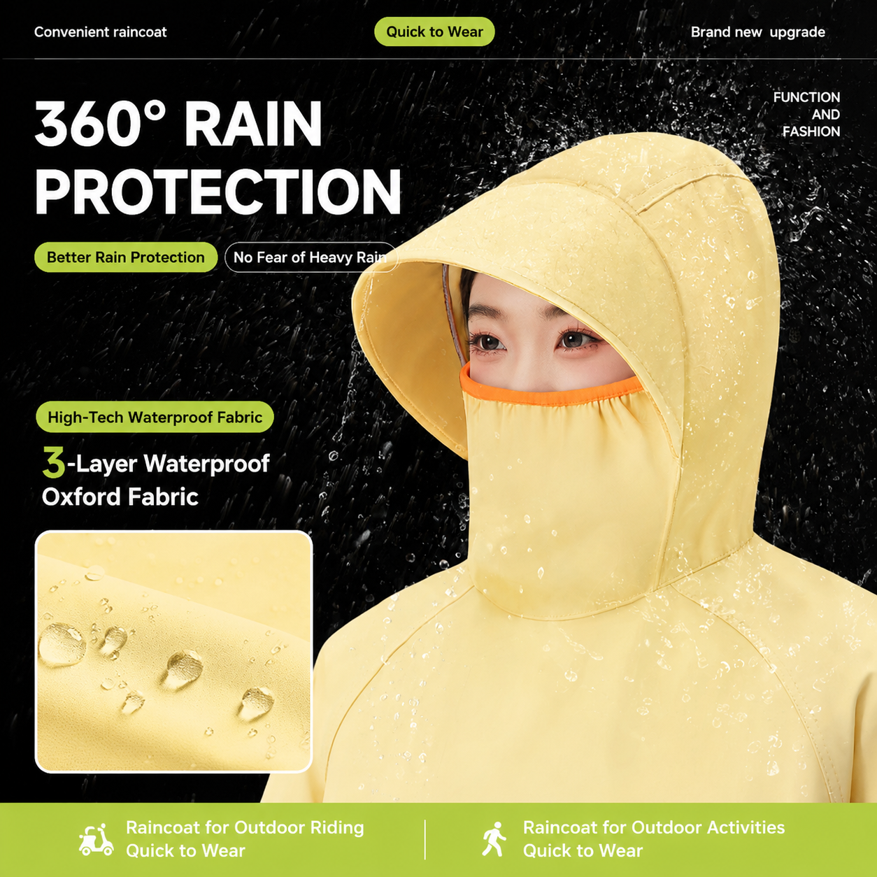 Purple Full Coverage & Extended Cycling Hooded Rain Poncho with Detachable view 4