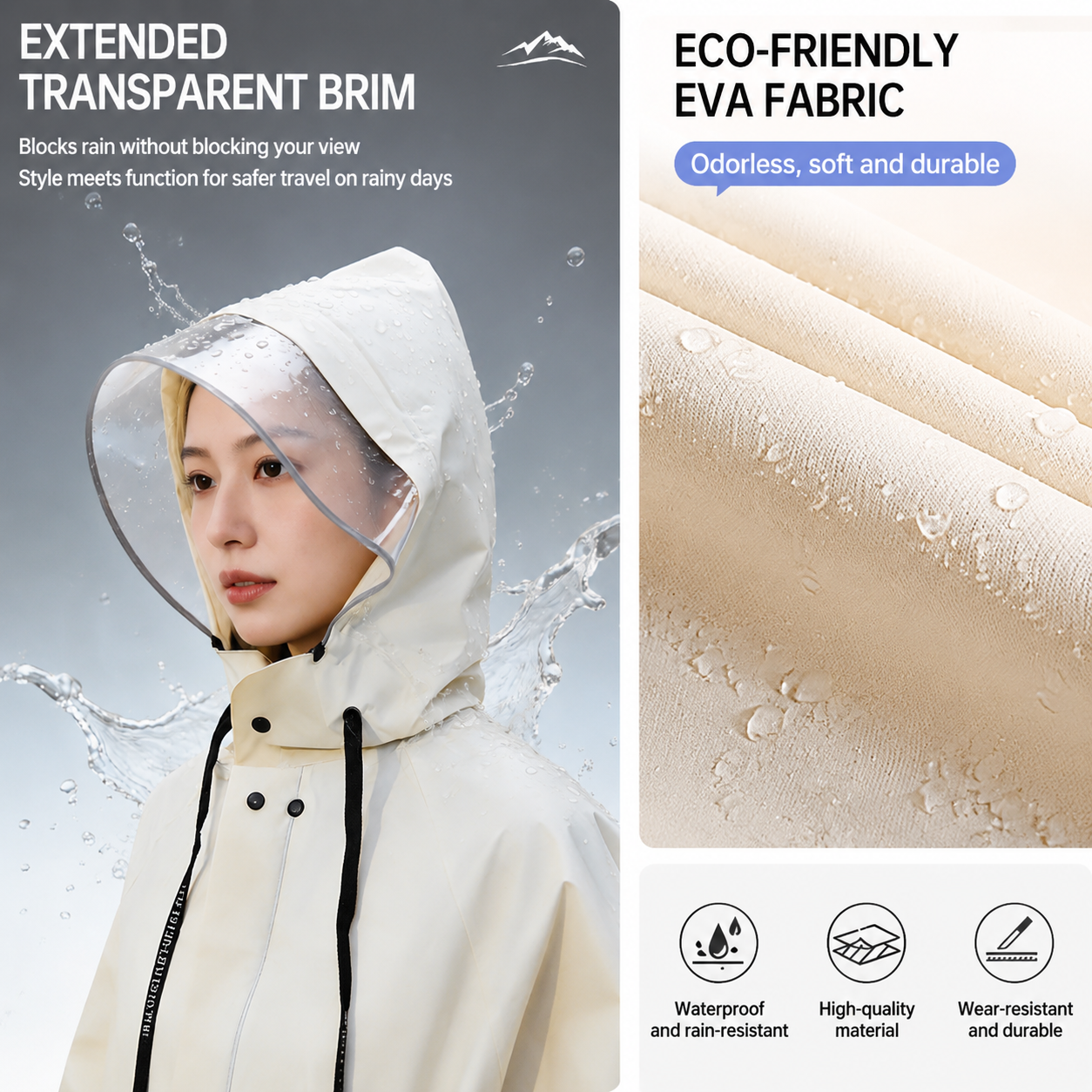White Full-Cover Hooded EVA Raincoat view 4