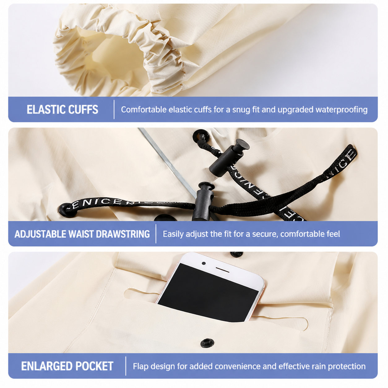 White Full-Cover Hooded EVA Raincoat view 6