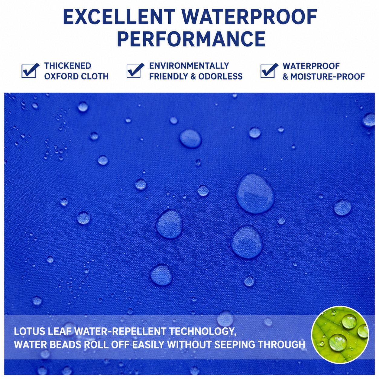 Royal Blue Waterproof Rain Leg Covers and Long Half Rain Pants view 2
