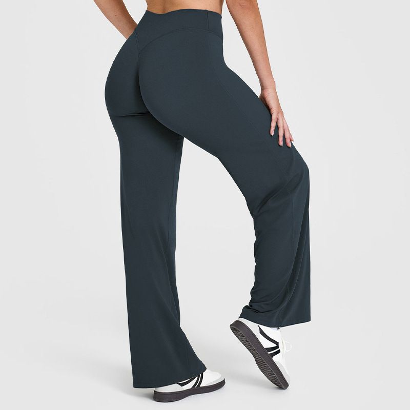 M Size Blueberry Color High Waisted Flare Yoga Pants for Women - M-Shaped — image 1