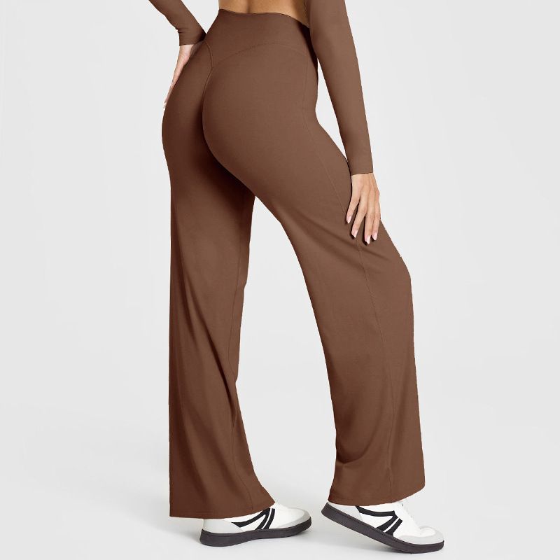 M Size Caramel High Waisted Flare Yoga Pants for Women - M-Shaped Peach Hip — image 1