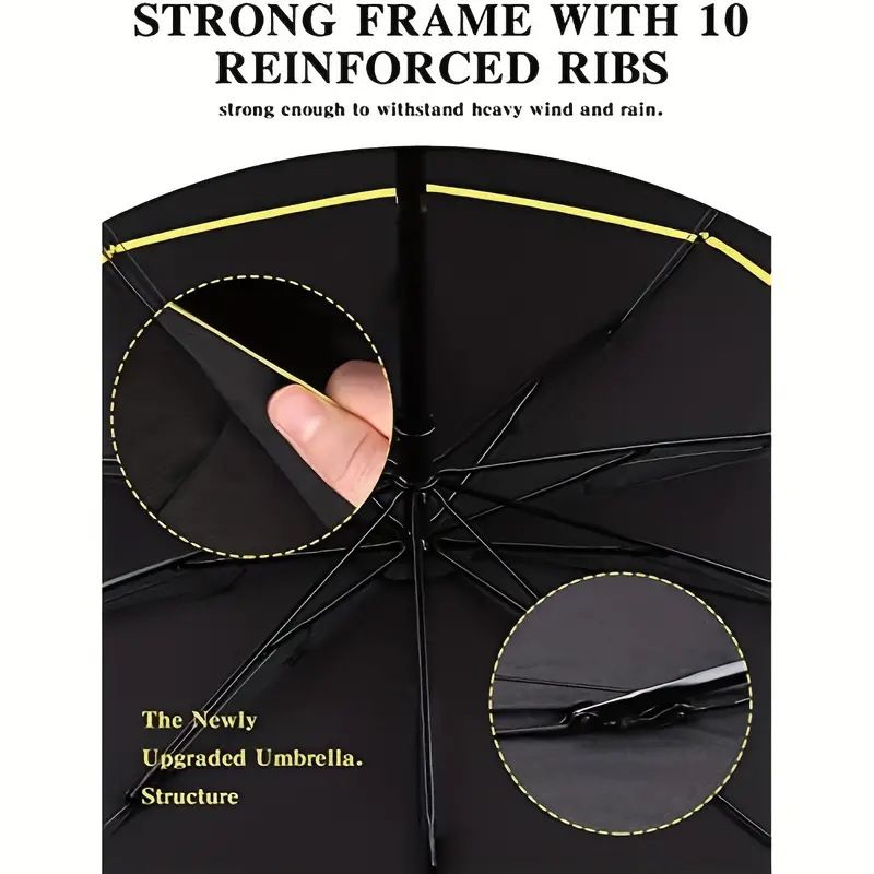 Black Compact 3-Fold Automatic Golf Umbrella (Dia 42 Inch) + Waterproof view 4
