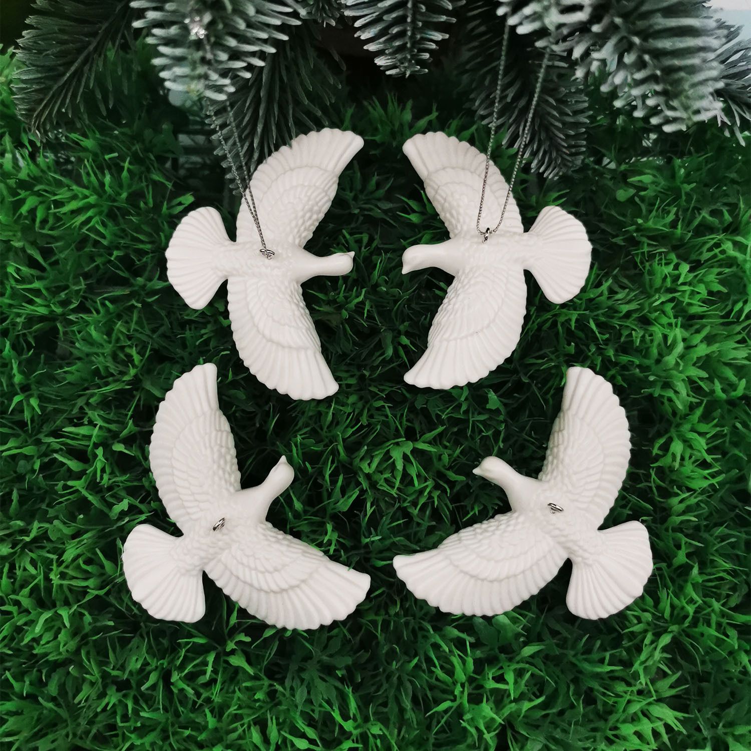 Crystal Flat Dove Christmas Ornament Set (30 PCS) – Elegant Peace Dove Hanging view 4