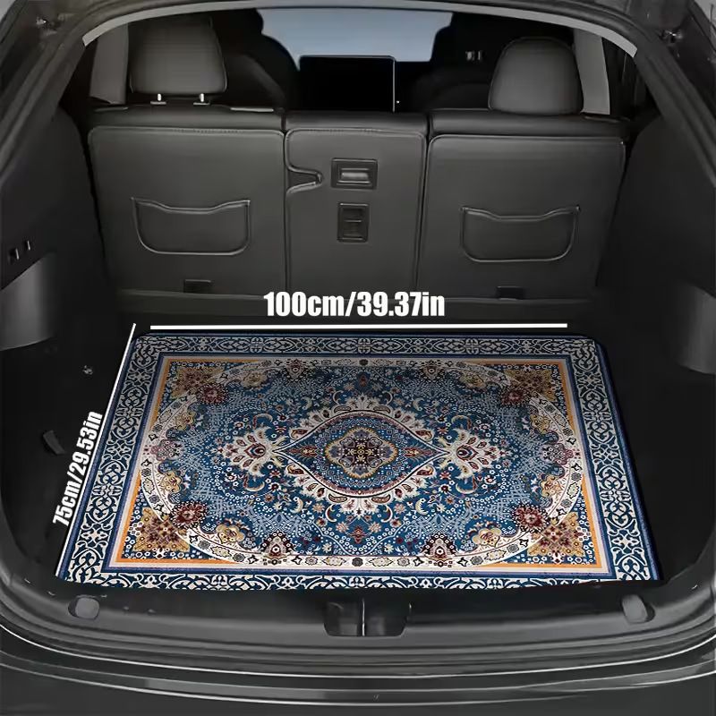 Style 4 Soft Crystal Velvet Waterproof Car Trunk Mat – 75×100cm Retro Floral view 6