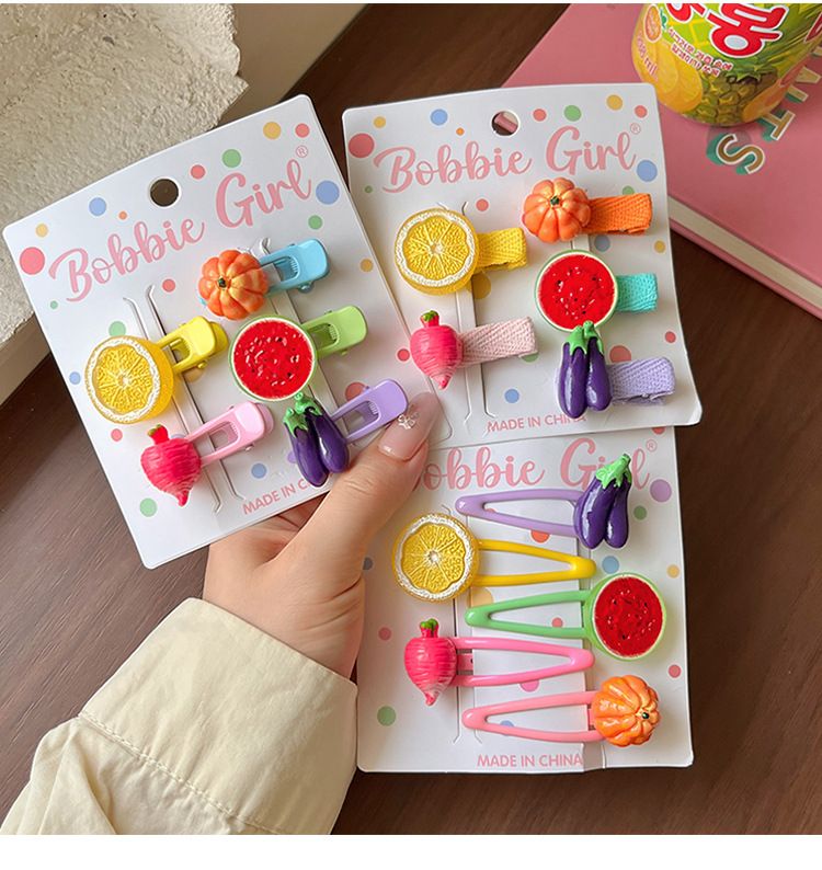 5-Piece Fruit Resin Hair Accessories Set with 5-Type Fruit Hair & Ear Clips view 2