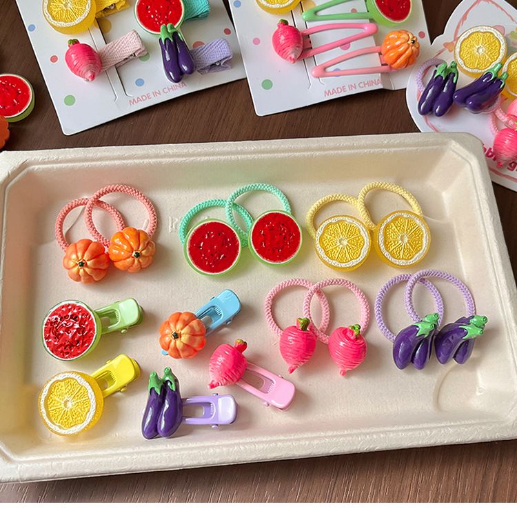 5-Piece Fruit Resin Hair Accessories Set with 5-Type Fruit Hair & Ear Clips view 4