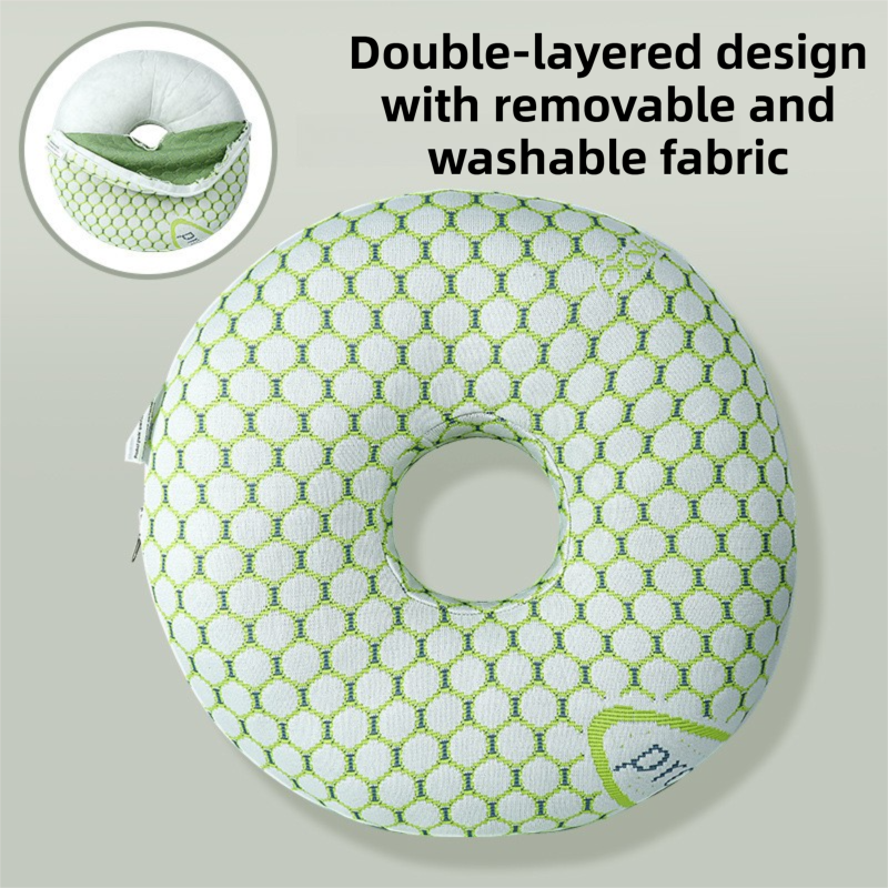 Green 30CM Round Ear Protection Pillow with Hole Design – Milk Silk Removable