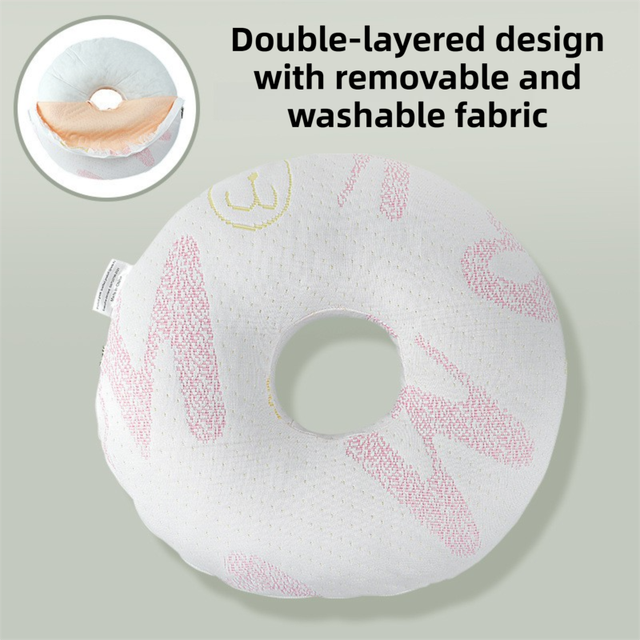 Pink 30CM Round Ear Protection Pillow with Hole Design – Milk Silk Removable