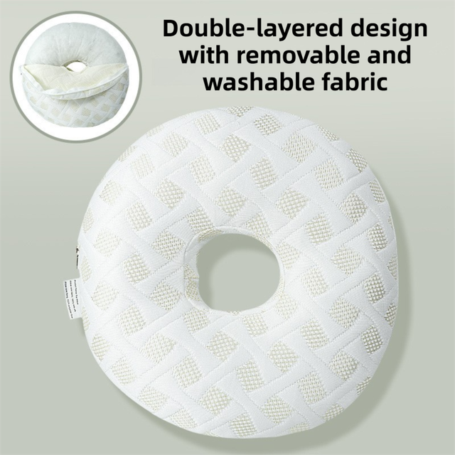 White 30CM Round Ear Protection Pillow with Hole Design – Milk Silk Removable