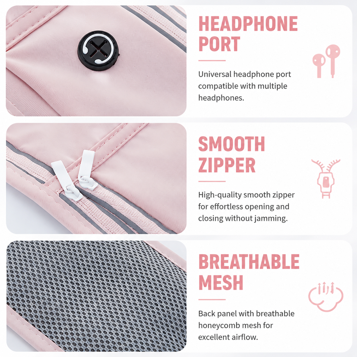 Pink Breathable & Waterproof Lycra Running Waist Bag for Kettle & 7.5" Phone view 7