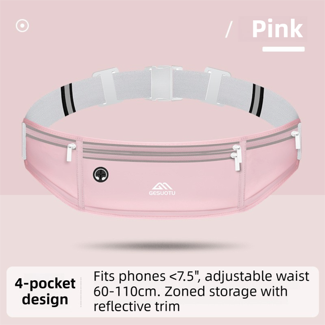 Pink Breathable & Waterproof Lycra Running Waist Bag for 7.5" Phone