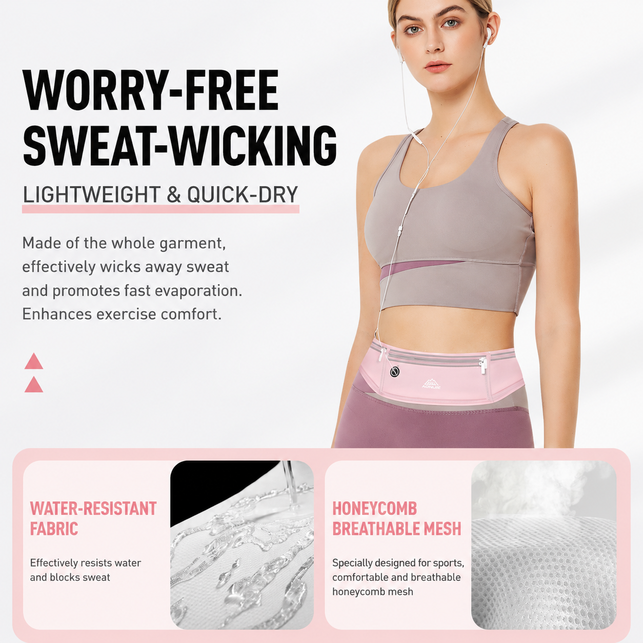 Grey Breathable & Waterproof Lycra Running Waist Bag for 7.5" Phone view 3