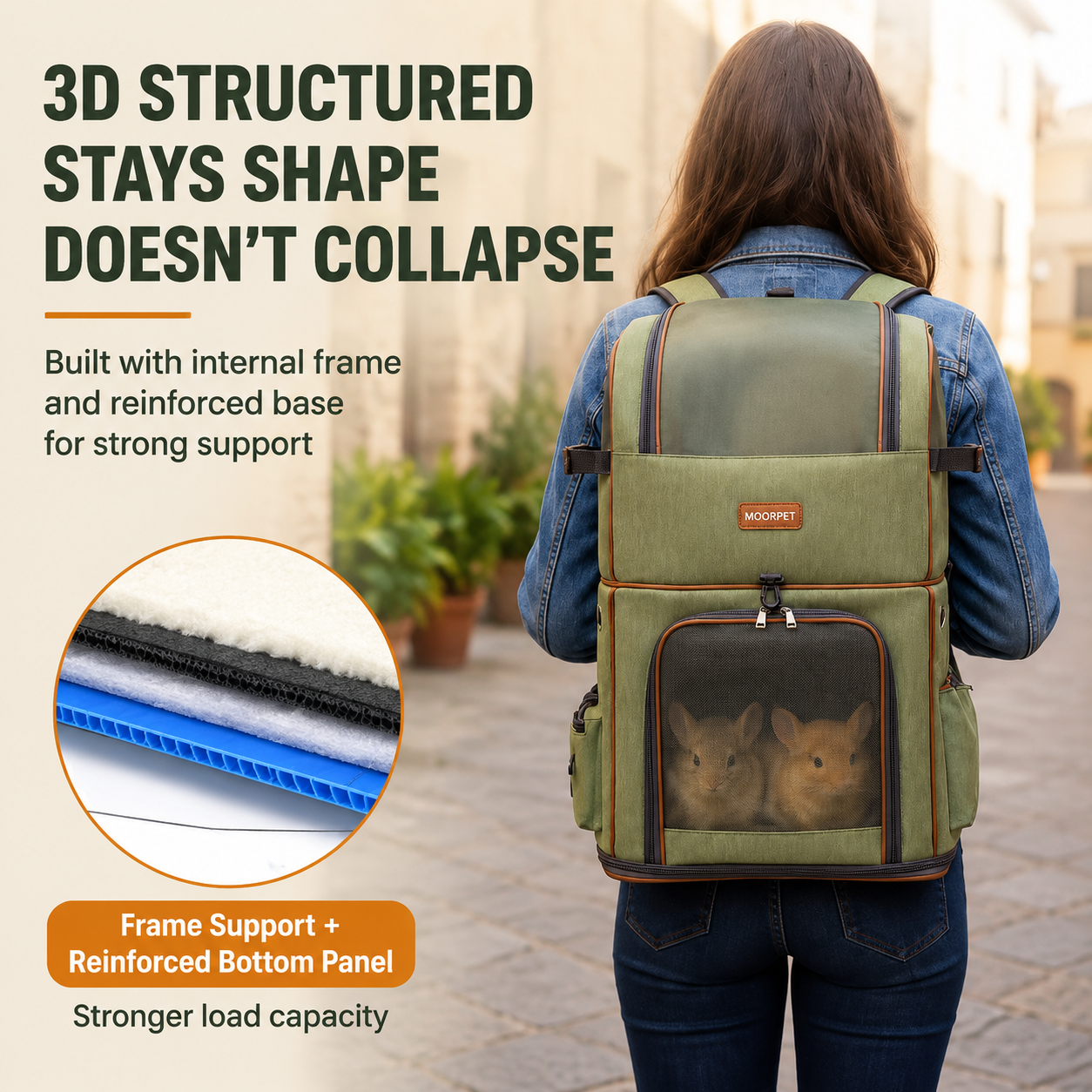 Green Double Layer Pet Backpack and Trolley Carrier - Foldable Large Capacity view 5