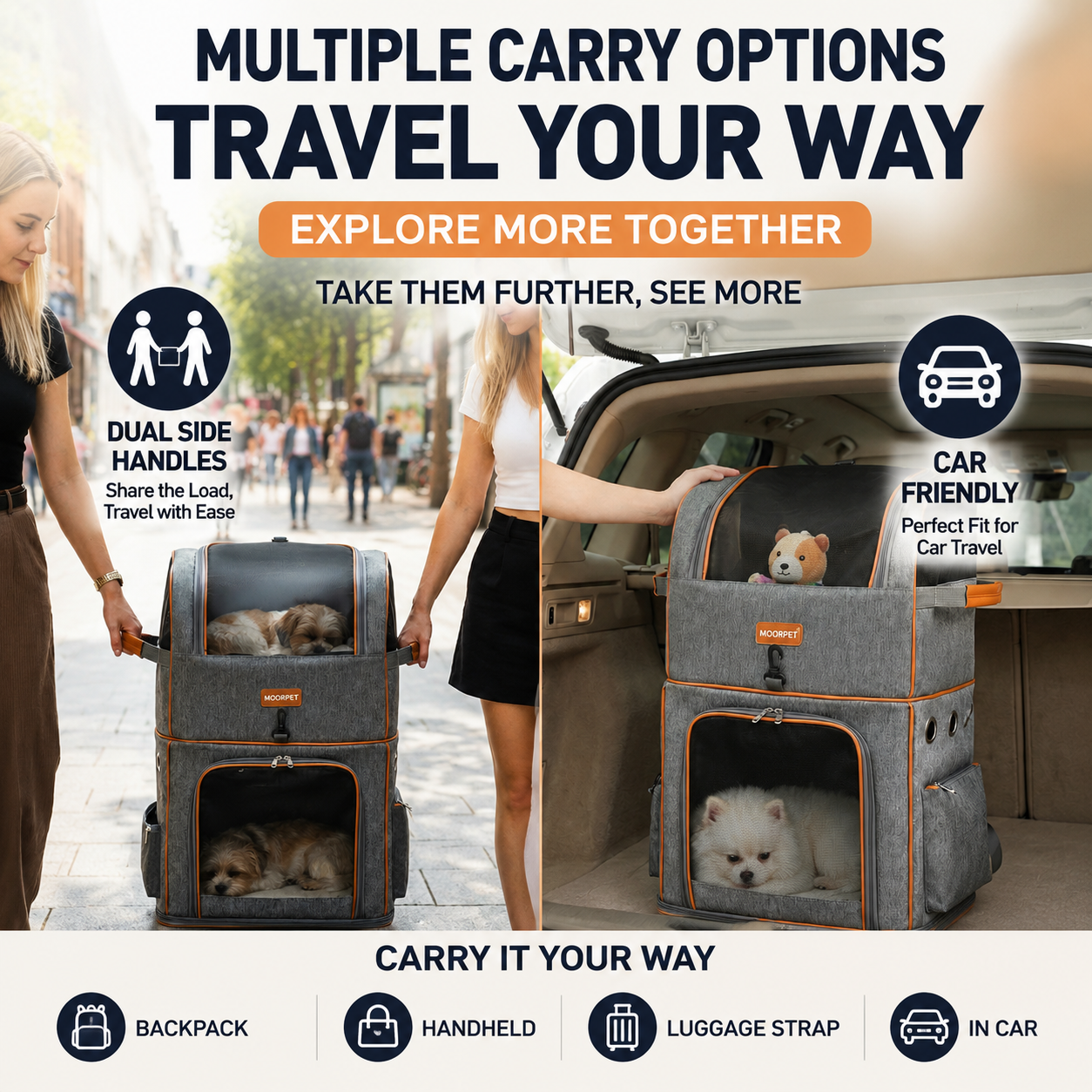 Green Double Layer Pet Backpack and Trolley Carrier - Foldable Large Capacity view 7