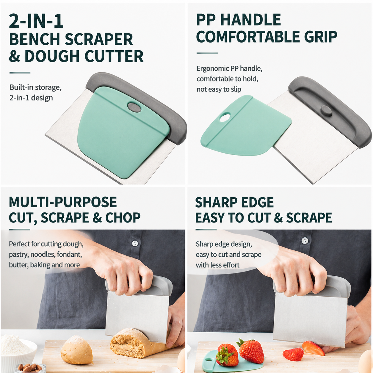 Mint Green Bread Baking Tool Set with Silicone Dough Mat + Rolling Pin view 7
