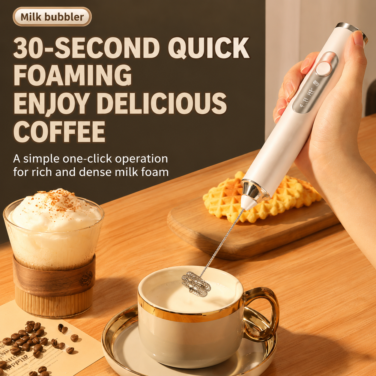 J-17 Black Wireless Handheld Electric Milk Frother view 3