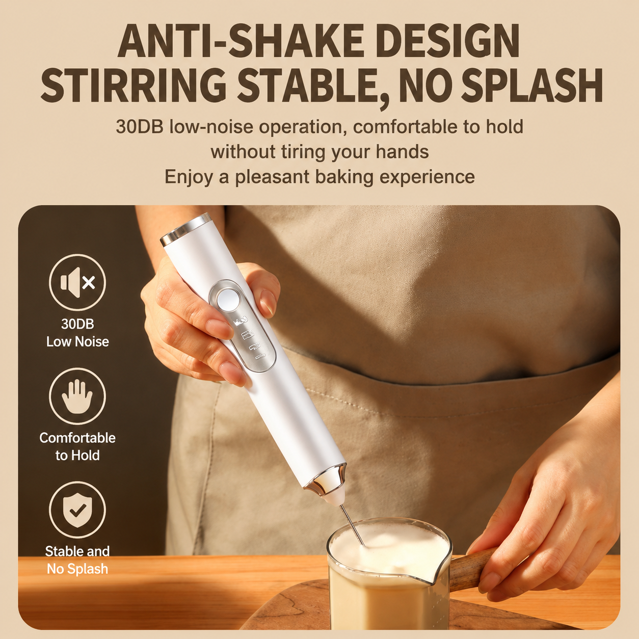 J-17 White Wireless Handheld Electric Milk Frother view 5