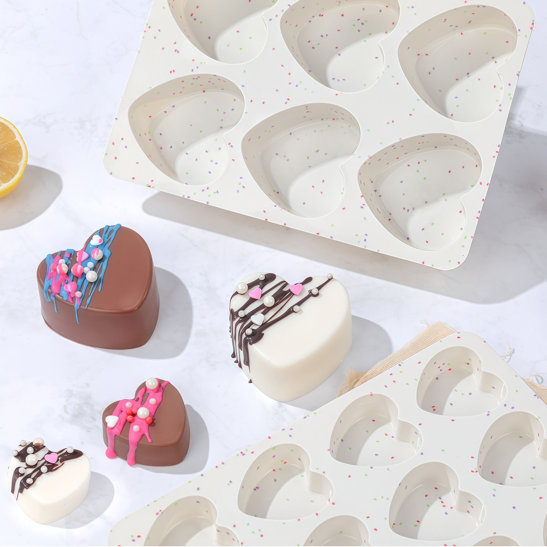 12 Cavity & 48 Cavity Heart Shaped Silicone Nonstick Easy Release Baking Molds view 4