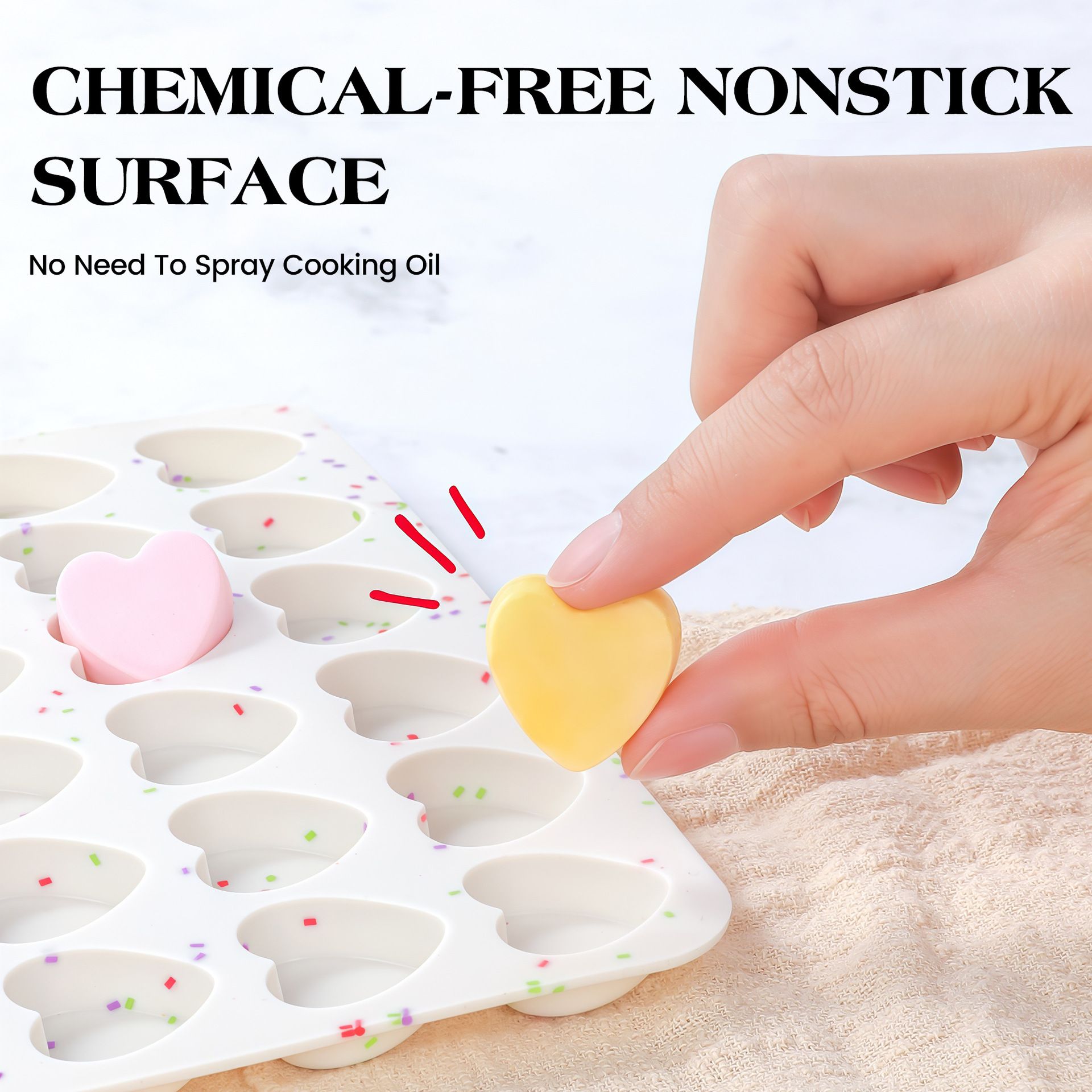 12 Cavity Heart Shaped Silicone Nonstick Easy Release Baking Molds(2PCS) view 2