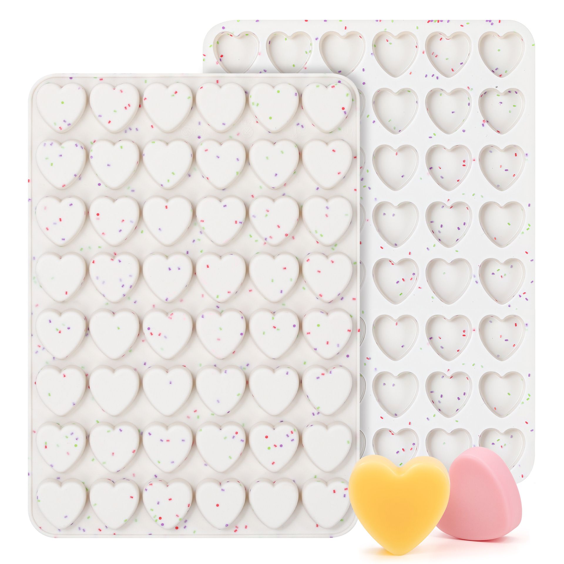 48 Cavity Heart Shaped Silicone Nonstick Easy Release Baking Molds(2PCS)