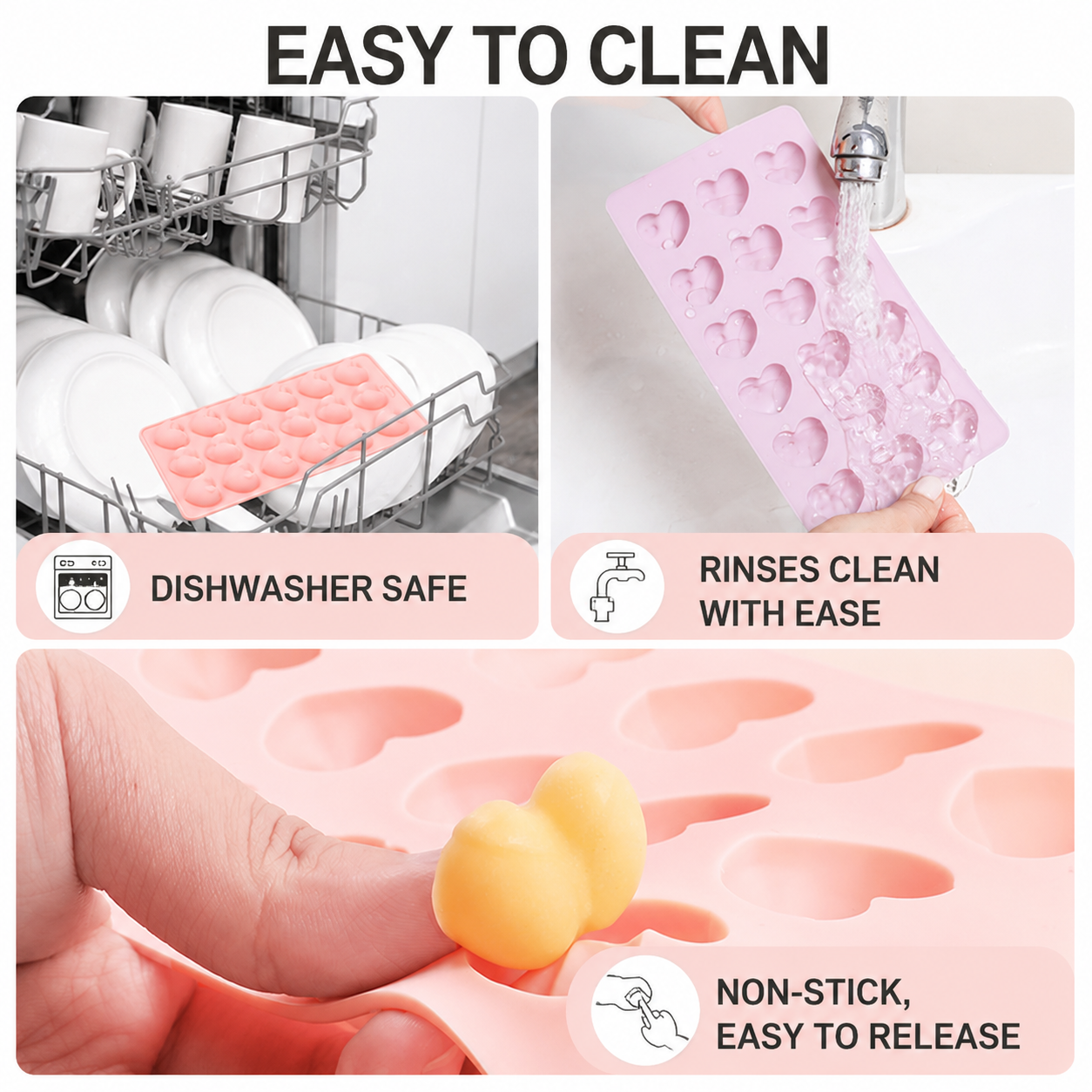 2-Pack Green 18 Cavity Heart Chocolate Flexible Silicone Nonstick Mould with 3 view 3