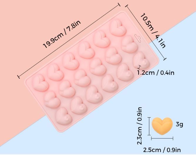 2-Pack Purple 18 Cavity Heart Chocolate Flexible Silicone Nonstick Mould with view 5