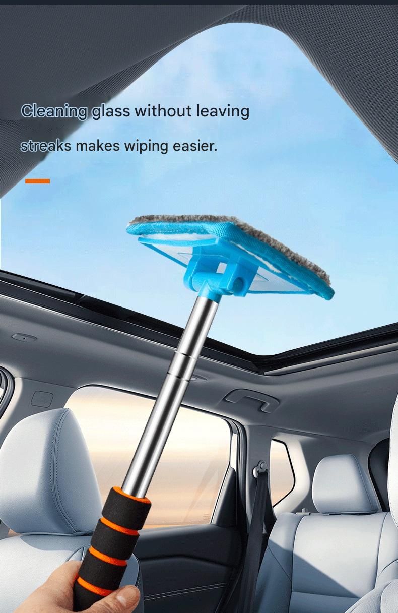 Green Telescopic Car Windshield Cleaning Brush with 3 Replacement Microfiber view 4