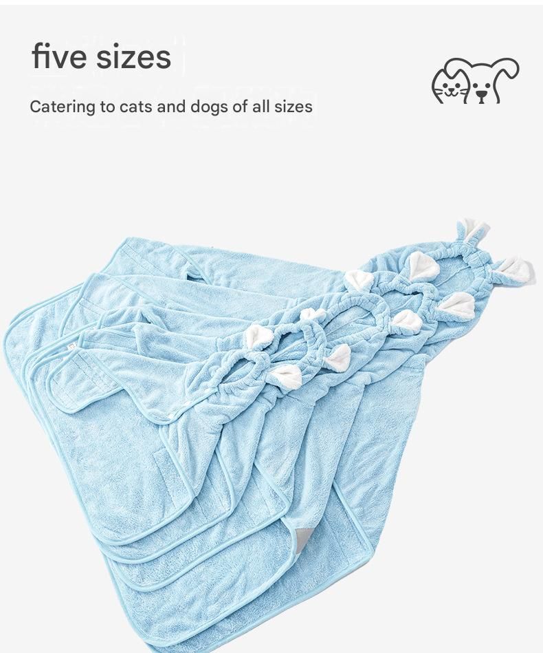 Pink S size Pet Drying Robe with Hood - Quick Dry Coral Fleece Towel for Dogs view 8