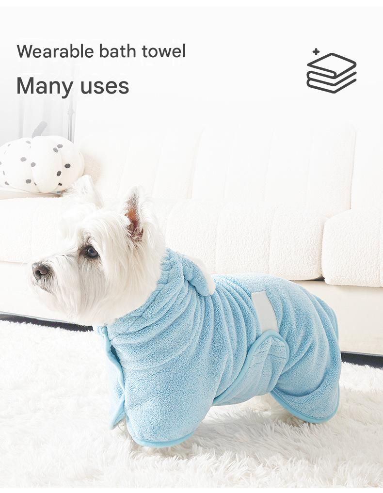 Yellow S size Pet Drying Robe with Hood - Quick Dry Coral Fleece Towel for view 6