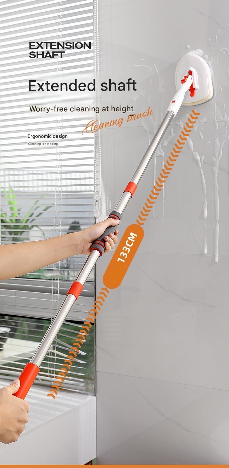 5-piece(Three-section pole+stiff brush+ base plate+fiber cloth+scouring pad) view 15